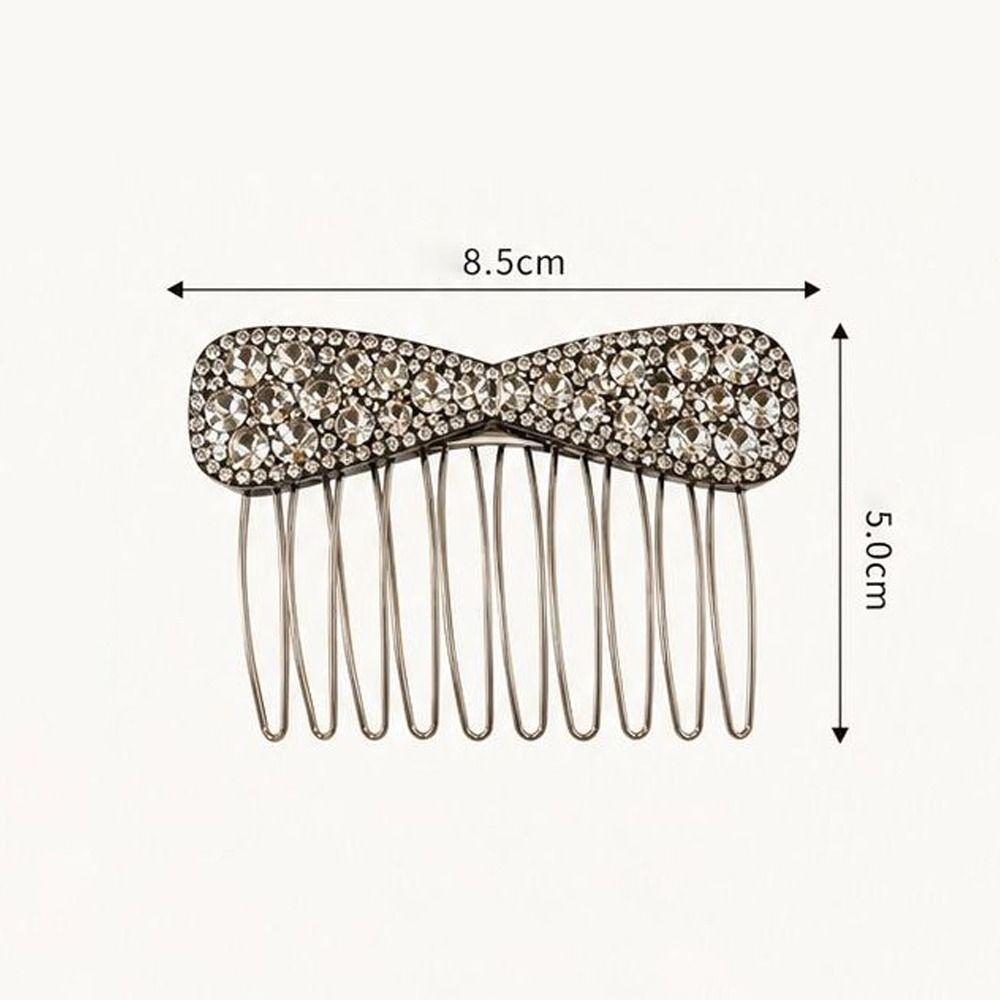 Silver Bow Hair Comb Bow Shape Updo Hair Comb Gifts Back-of-head Bun Hairbrush Updo Styling