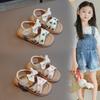 Baby Girls Leather Sandals Princess Sweet Kids Beach Sandals Summer New Children Toddlers Bow Sandals Embroidery Fruit Fashion