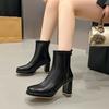 Fashion after zipper square head thick heel short boots children Internet celebrity versatile Martin boots women's popular season