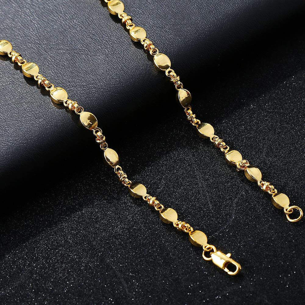 Wind-Plated 18K Gold Bracelet, Simple Fashion Ingot Necklace, Trendy And Cool Personality Light Luxury Jewelry