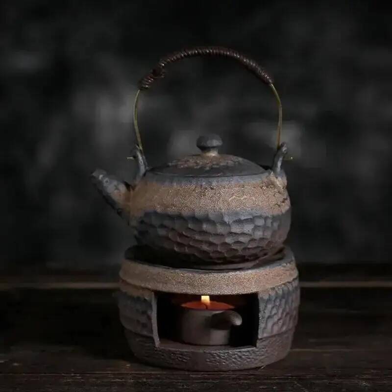 Stoneware Warm Tea Stove Ceramic Teapot Handle Pot Heating Furnace Kettle Tea Making Utensils Boiling Teapot Set Home Teaware