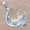PendantDendritic  Drusy Gemstone Handmade Ethnic Silver Jewelry 2.25"