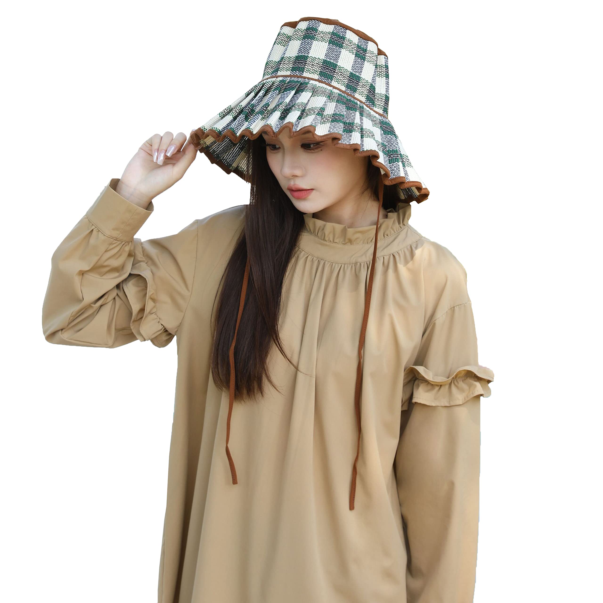 

Соломенная шляпа с широким подбородком и маленьким лицом, геометрическая, защита от ультрафиолета, легкая для использования на открытом воздухе [YOUHA], женская шляпа, весна, лето, поля, ремешок, эффект, узор, складная, для детей, для взрослых,