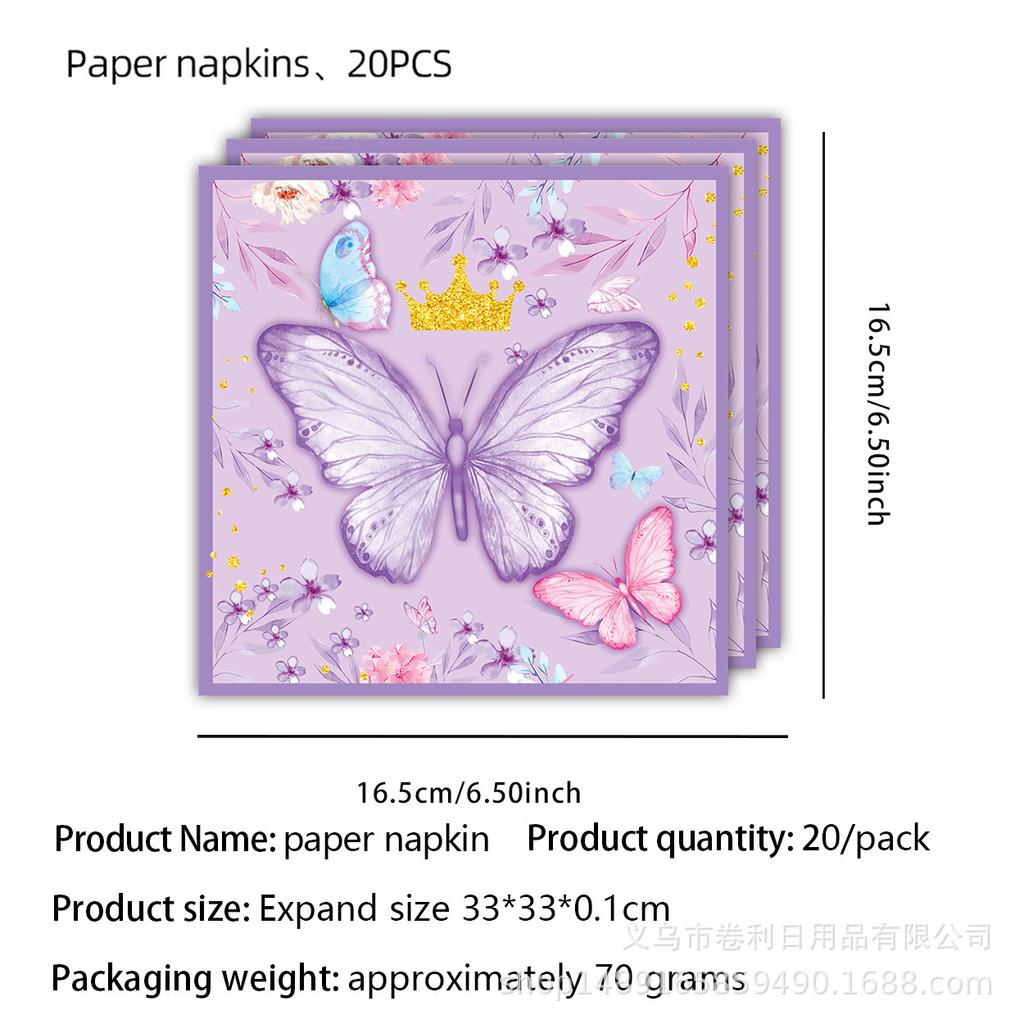 Schmetterlings-Partyartikel Geburtstagsdekorationen Valentinstags-Schmetterlingsthema Arrangement Requisiten Banner Einweg-Geschirr