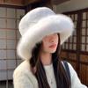 Solid Color Faux Fur Bucket Hat Imitation Fur Luxury Plush Hat Fluffy Fur Fisherman Hat  Winter