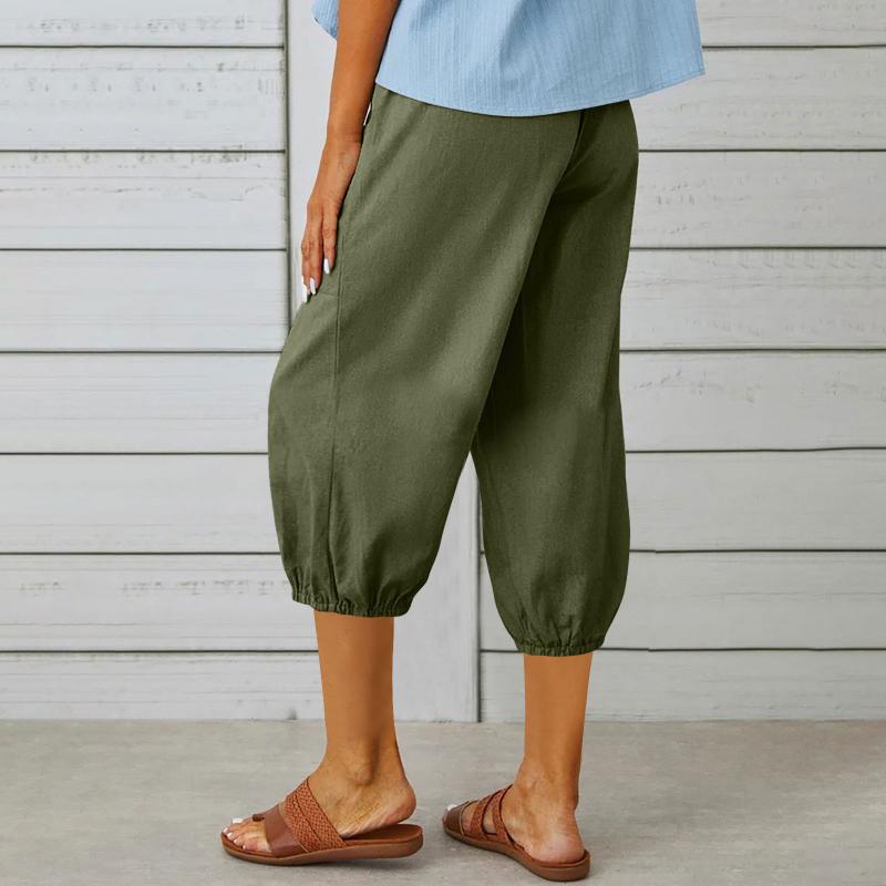 GMXIA Damenmode, lässig, einfarbig, bedruckt, hohe Taille, Hosen und Caprihosen