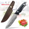 Damascus Boning Knife Kitchen Butcher's Knife with Wood Handle  Premium Vegetable & Meat Cutter Tools Includes Protective Sheath