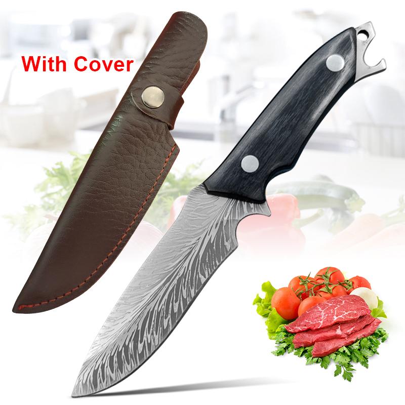 Damascus Boning Knife Kitchen Butcher's Knife with Wood Handle Premium Vegetable & Meat Cutter Tools Includes Protective Sheath