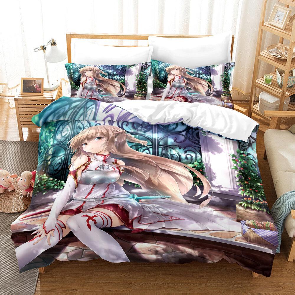 Japanese Cartoon Three-Piece Quilt Set Printing 3D Digital Printing Quilt Set