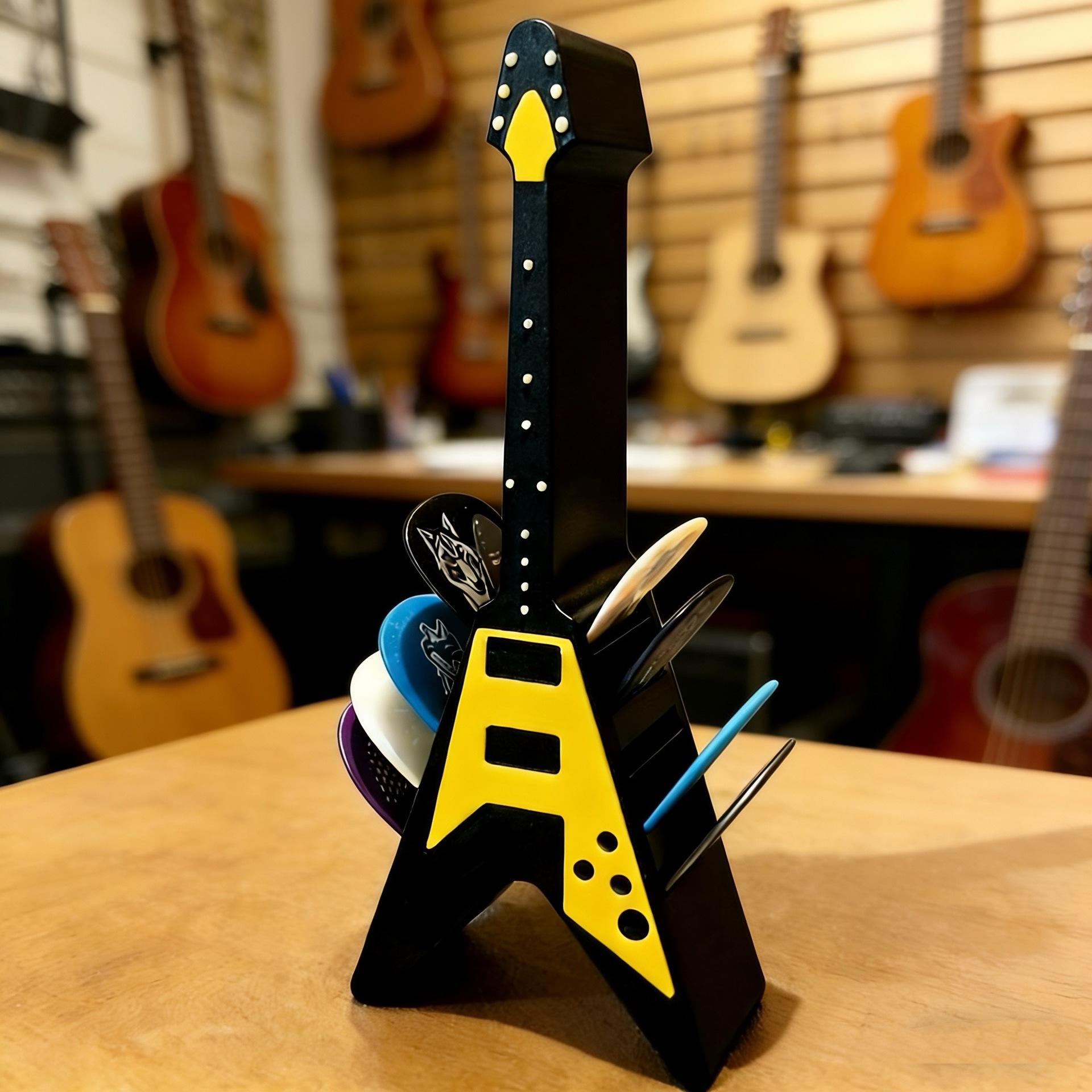 3D Printed Guitar Picks Holder Sleek Guitar Pick Case Music Gifts Musicians Enthusiasts Black&Yellow