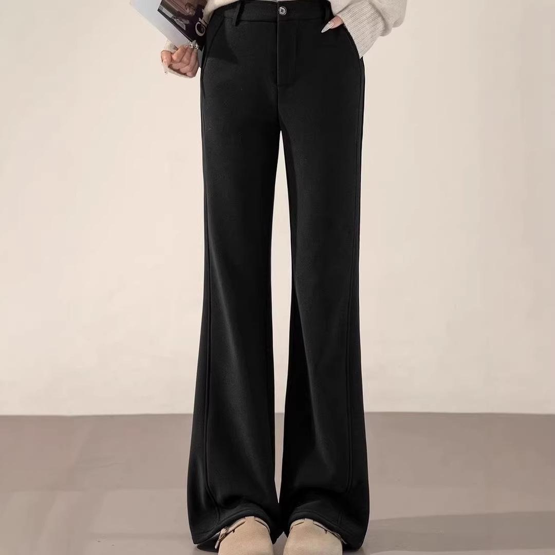 

Women s Black Micro-Flare High-Waisted Spring 2026 Slimming Bodycon Stretch Pants Small чёрный