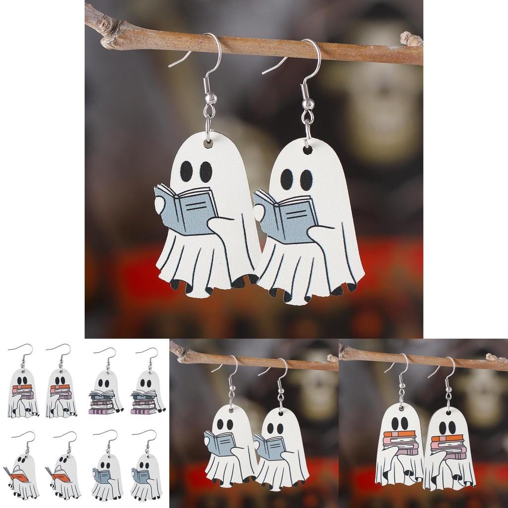 Unique Handmade Wooden Ghost Earrings Perfect For Halloween Book Lovers And Fans