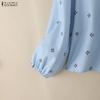 ZANZEA Women Casual Round Neck Floral Print Long Sleeve Blouse