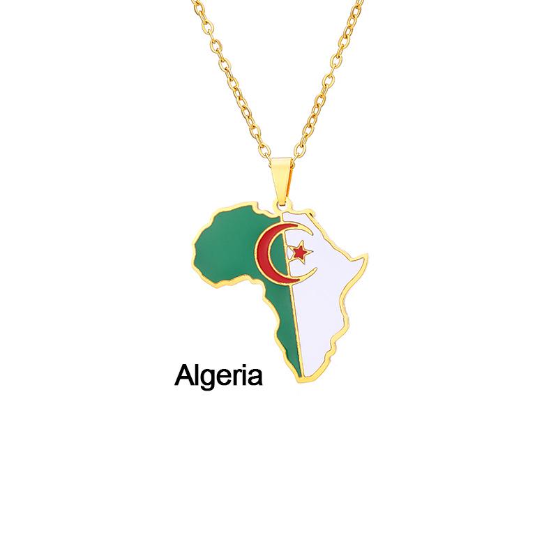 Edelstahl Afrikanische Karte Halskette: Elfenbeinküste, Ruanda, Ägypten, Uganda