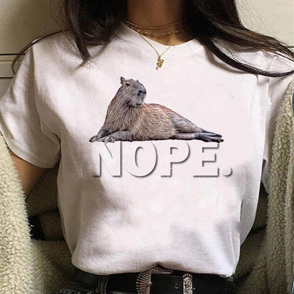 Tričko Capybara Funny Capy narodeniny Grafika Ženy Neformálne Vintage tričká Roztomilá kreslená potlač Streetwear Ženy Tričká s krátkym rukávom
