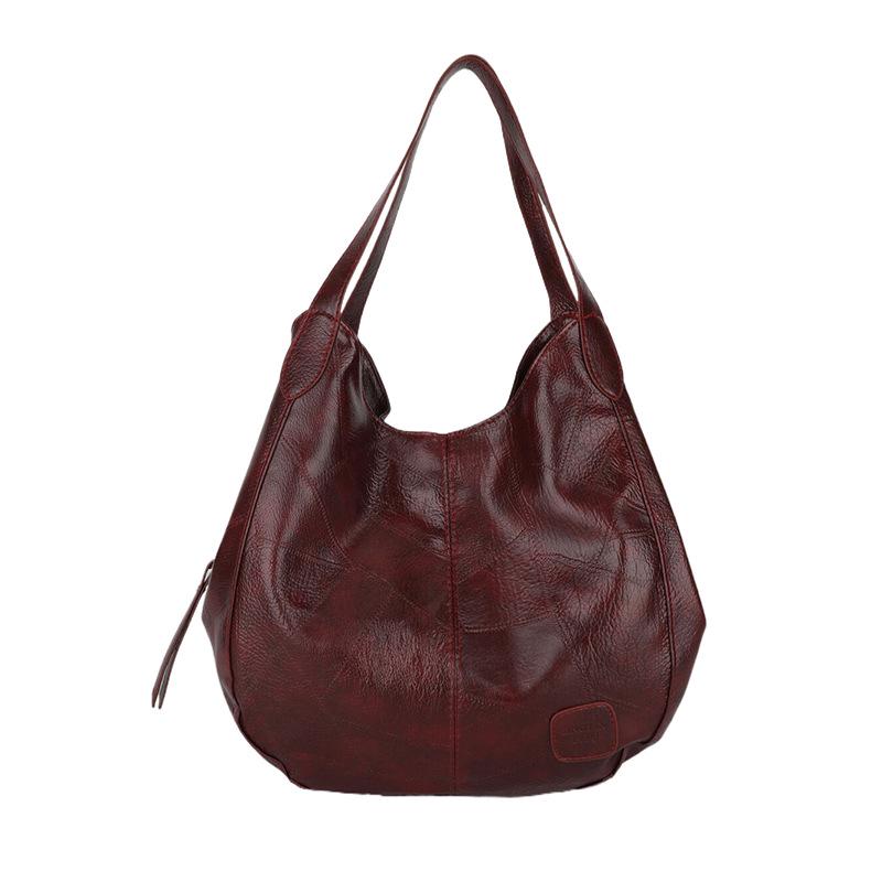 2026 European & American Retro Soft Leather Large-Capacity Tote Handbag