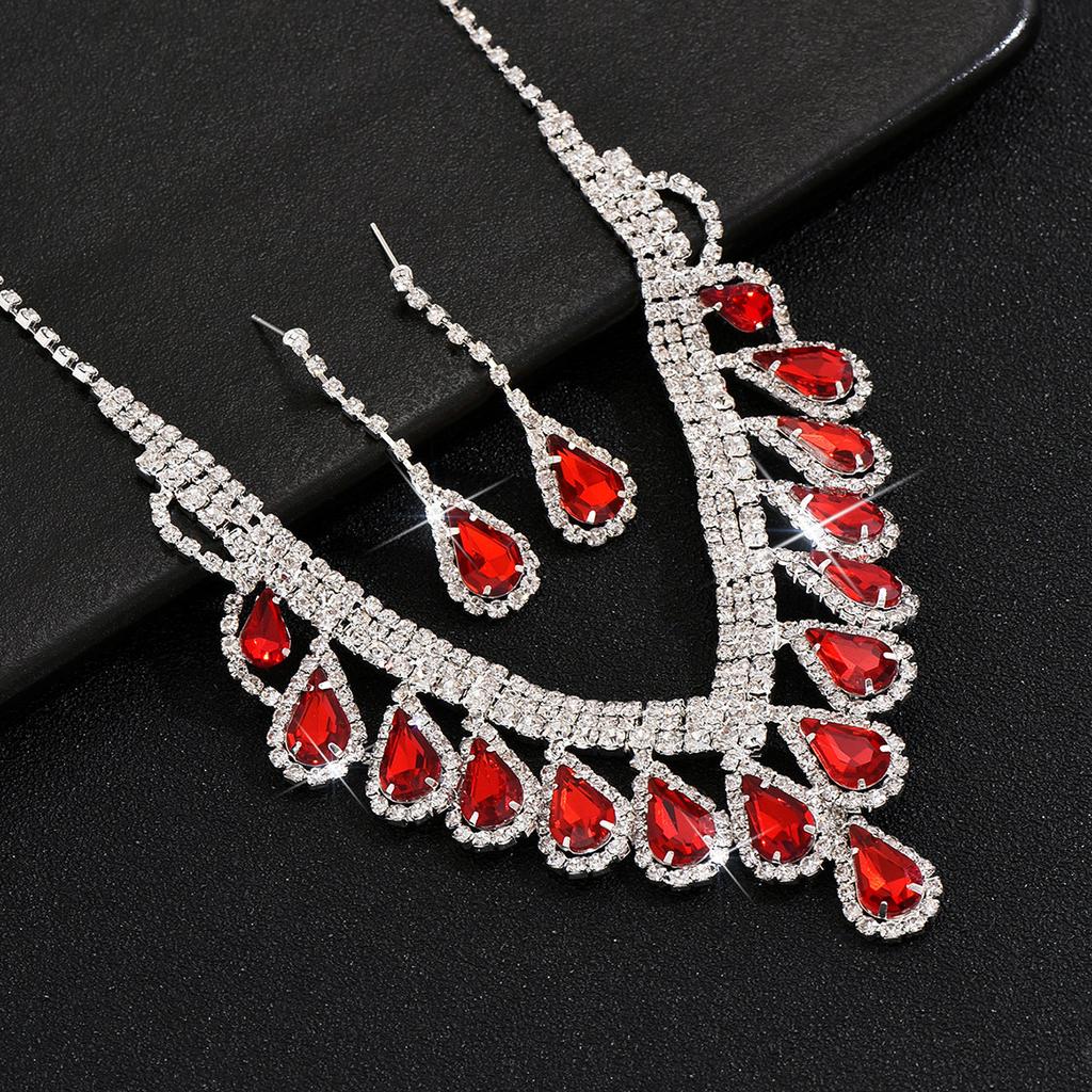 Bridal Wedding Dress Necklace Earrings Bracelet Set Clavicle Chain Three-Piece Set