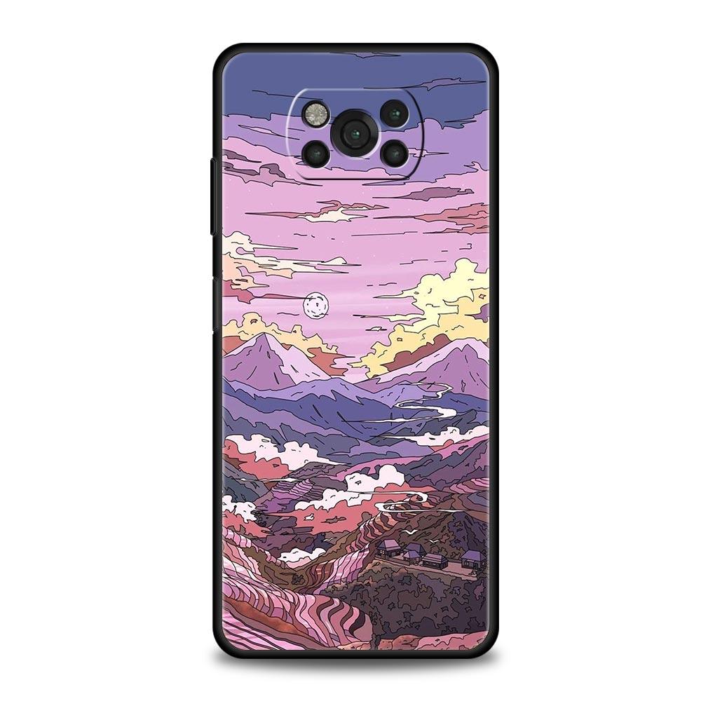 Japan Sunset Scenery For Xiaomi Poco X5 Pro Soft Phone Case For Poco X4 X3 NFC F5 Pro F4 F3 GT M5 M4 Pro 5G M3 C51 C50 C55 Cover