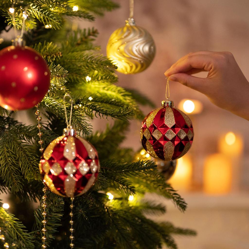 Valery Madelyn Christmas Christmas Set of Christmas Christmas Tree Christmas Gorgeous Christmas Ball Ornaments in Red and Gold Ornaments, Large,