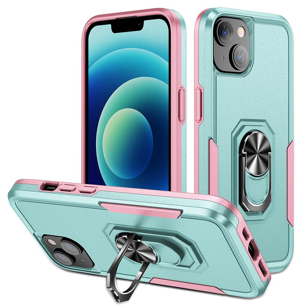 For iPhone 15 PC+TPU Shockproof Cover Anti-fall Phone Case with Ring Kickstand