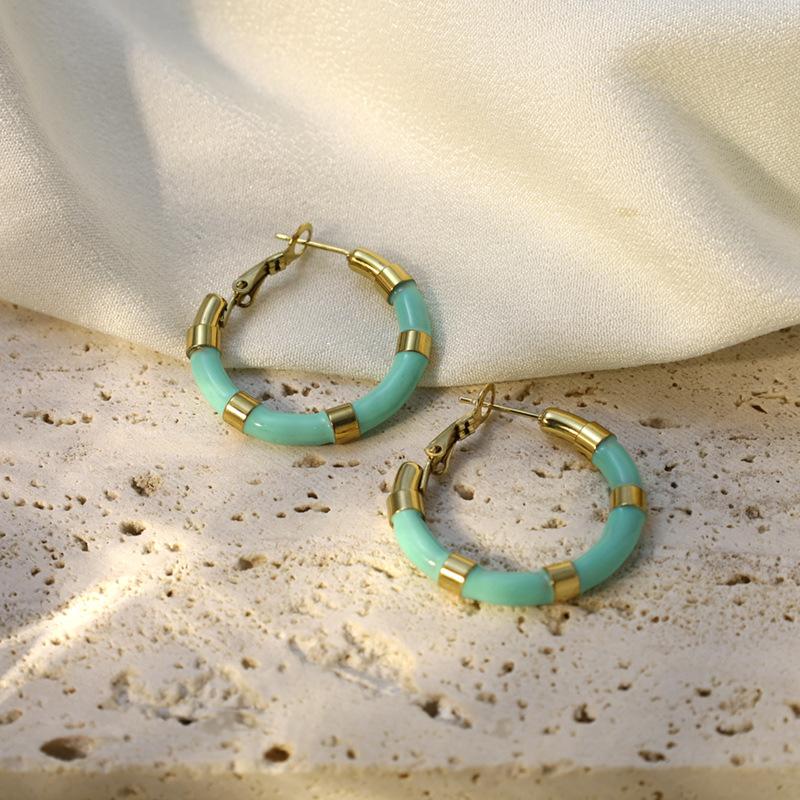 Dopamine Simple Geometric Round Color Drip Earrings Women Do Not Fade Personality High Sense Versatile Earrings