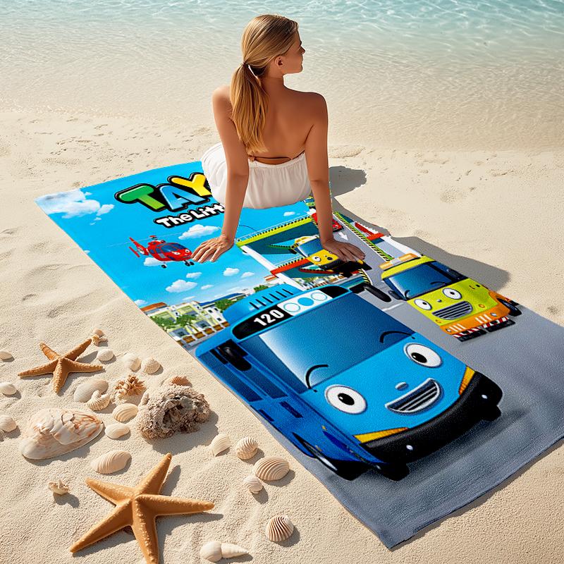 1pc Tayo The Little Bus3 Beach Towel, Comfortable and Thick, and Swimming/Bath/Picnic/Camping Towel, Suitable for Seaside Beaches