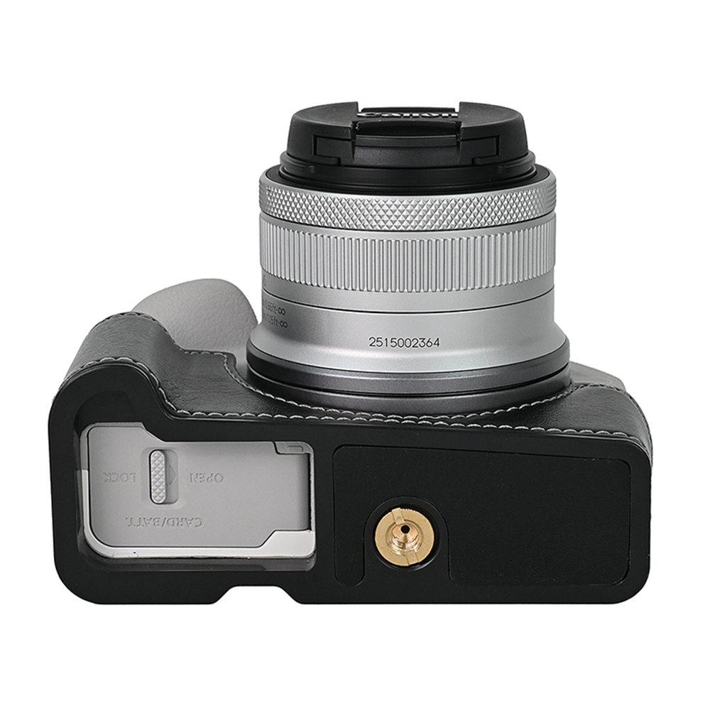 Camera Bag PU Leather Half Body Case for Canon EOS R50 R10 200D 200DII Battery Opening Bottom Cover