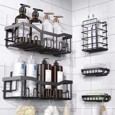 Étagères de douche auto-adhésives, support de douche intérieur, panier de douche de grande capacité avec 1 porte-savon pour salle de bain et cuisine