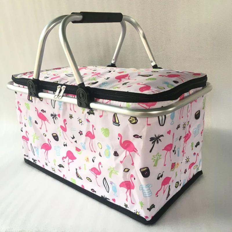 Car Oxford Outdoor Picnic Insulation Storage Basket Refrigerated Food Delivery Box Folding Shopping Basket Trunk Storage Box