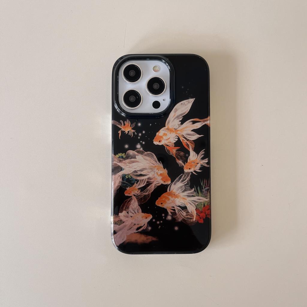High-Quality Luckly Koi Goldfish Phone Case For iPhone 17 Air 16 e 15 14 13 12 11 Pro Max Plus Mini SE Beautiful Sparkle Cover