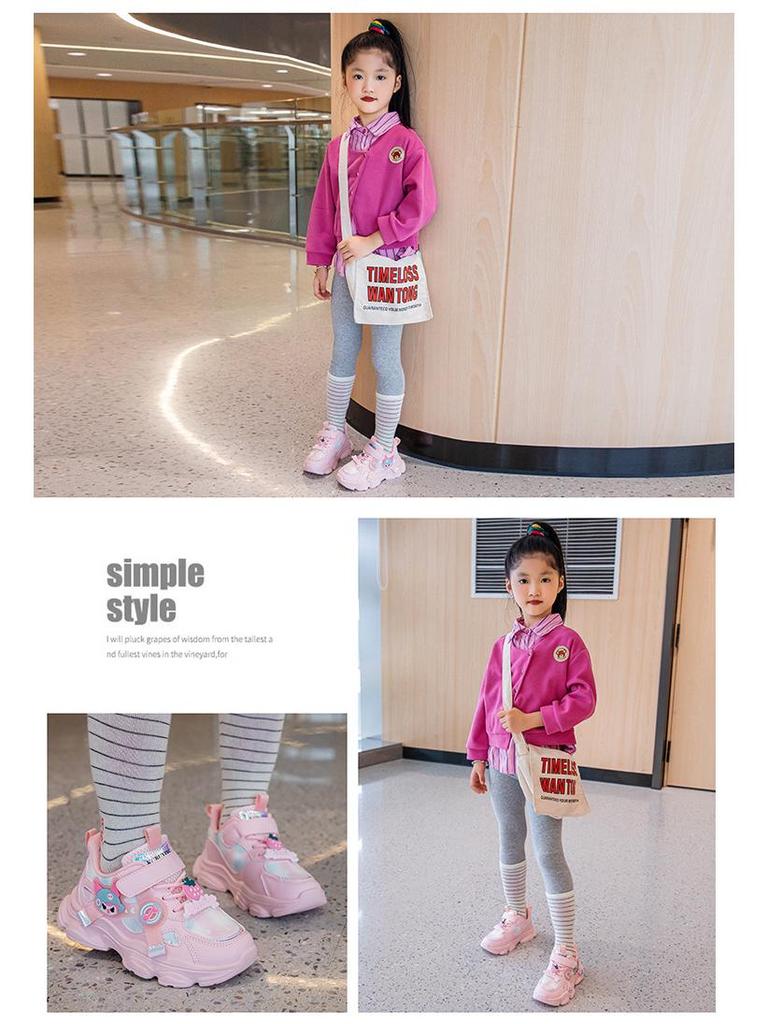 2026 New Autumn Girls' Dad-Style Sports Shoes for Medium and Large Children