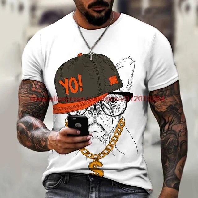 

Мужская футболка с 3d принтом собаки и животного в стиле Харадзюку, летняя эстетичная уличная одежда, милая рубашка с короткими рукавами и мультяшным принтом «Любовь собаки» XS