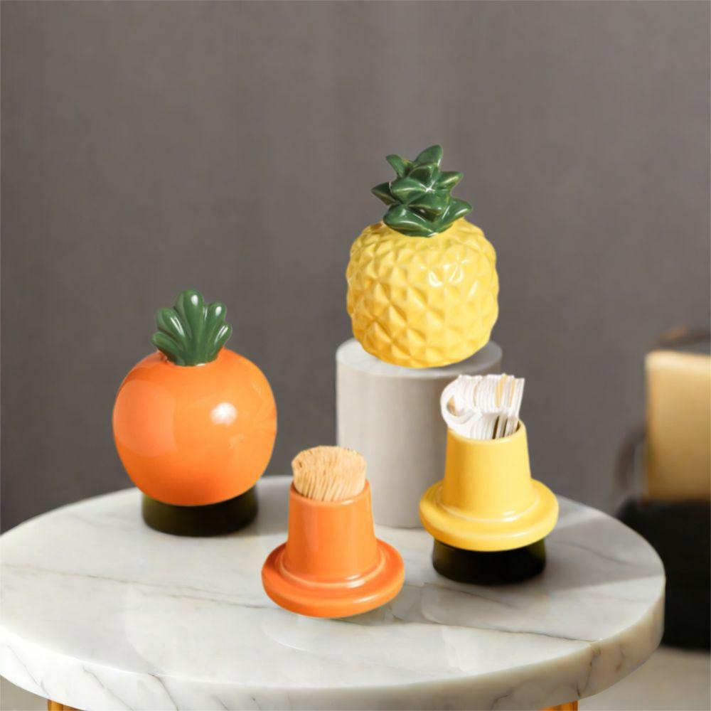 Dust-proof Fruit Theme Toothpick Box Pineapple Shape Dental Floss Storage Box  Living Room