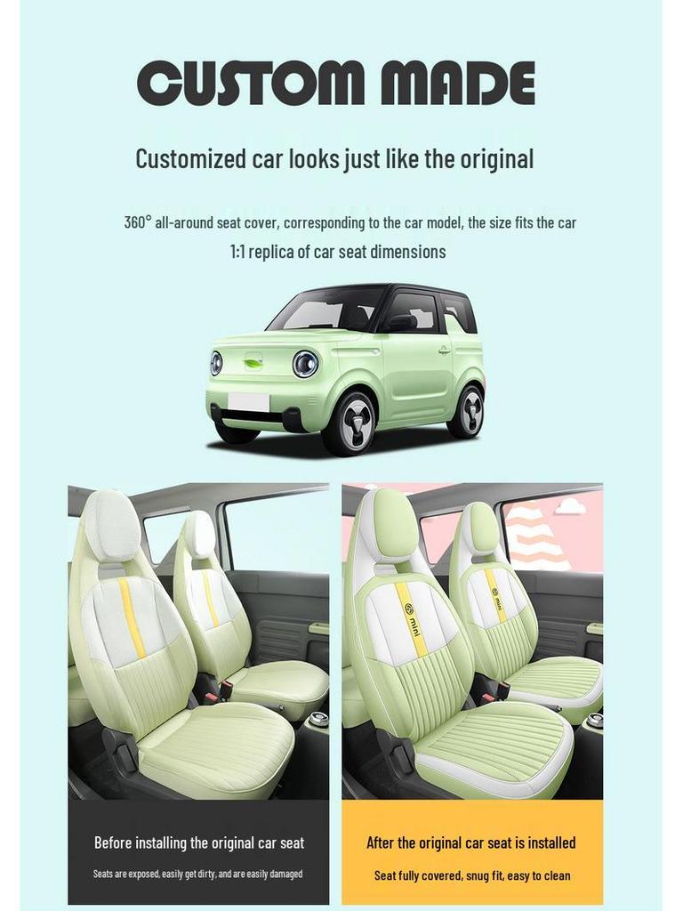 Panda Mini Universal Leather Car Seat Cushion - New Model, All-Season