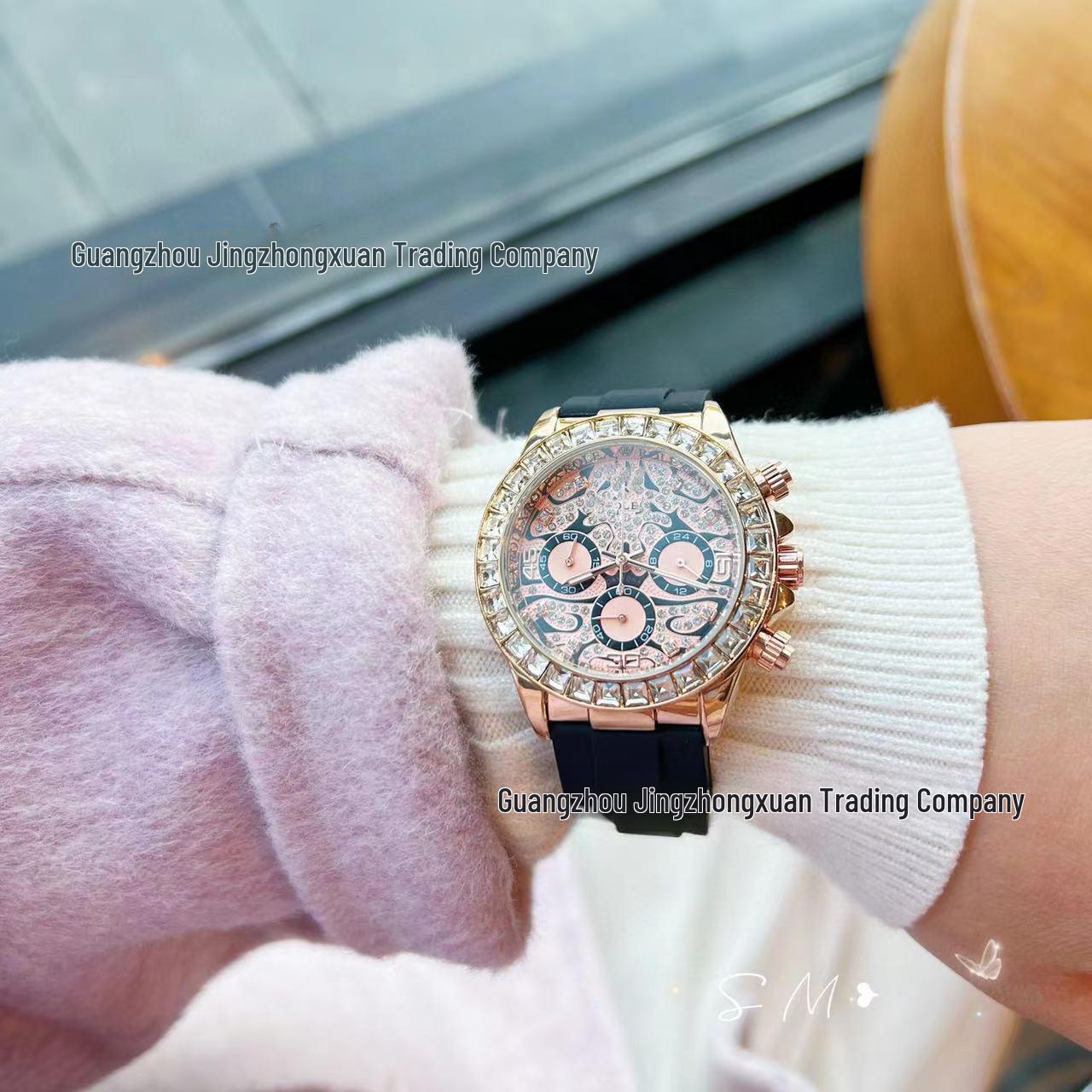 

Многофункциональные часы Daytona из розового золота с тремя глазами и бриллиантами розового золота