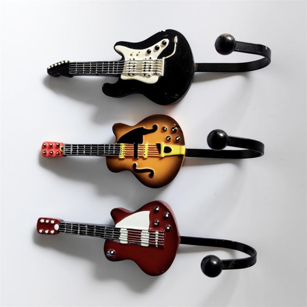 Guitar Wall Hook Guitar Shaped Wall Hooks Metal Hooks Wall Mounted Vintage Decorative Hooks Rack Hangers for Hanging Clothes Coats Towels Keys Hats