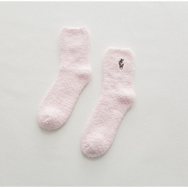 Winter Embroidery Deer Thickening Cotton Women Socks Plush Warm Funny Sleep Cute Sock