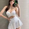 Swimsuit women's summer new bikini three-piece set, small breasts gathered, sexy skirt style, belly covering and thin hot spring swimsuit
