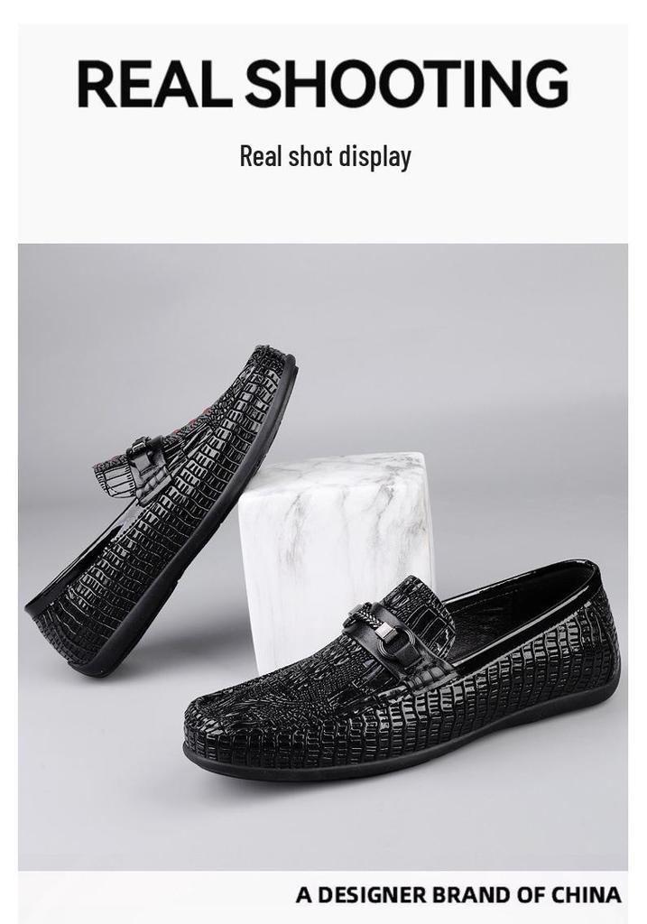 Herren Mokassins mit Krokodilmuster aus echtem Leder - Vielseitiger Business & Casual Stil