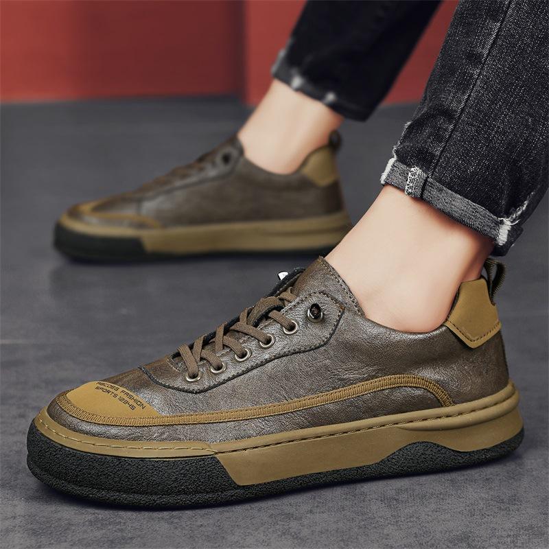 High Quality Leather Casual Shoes for Men Flats Sneakers Luxury Brand Men Tennis Shoes Office Footwear Trend Platform Men‘s Shoe