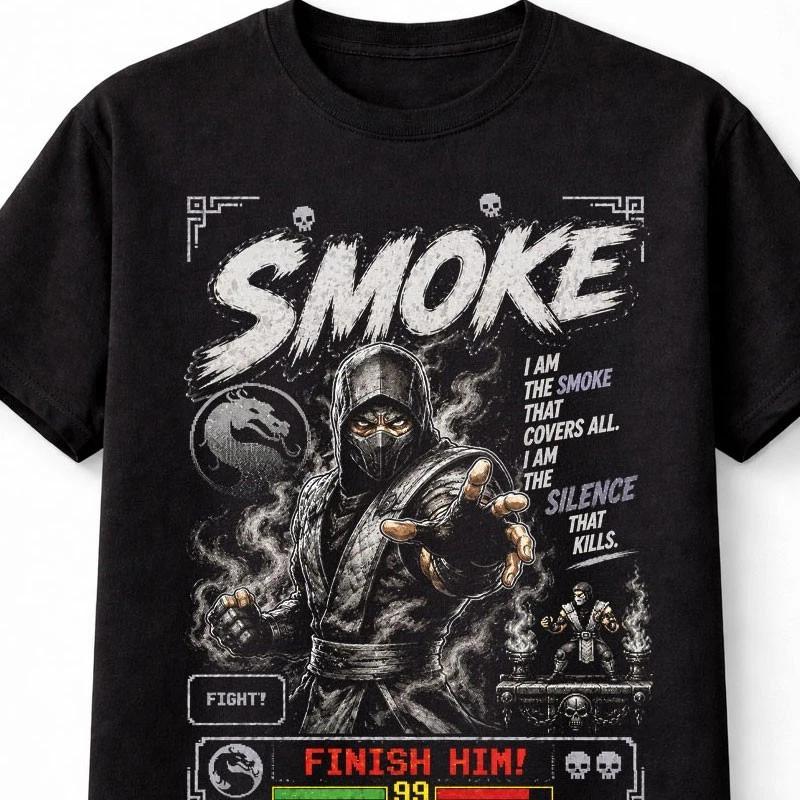 Smoke Mortal Kombat Retro Arcade Fighter Unisex TShirt S