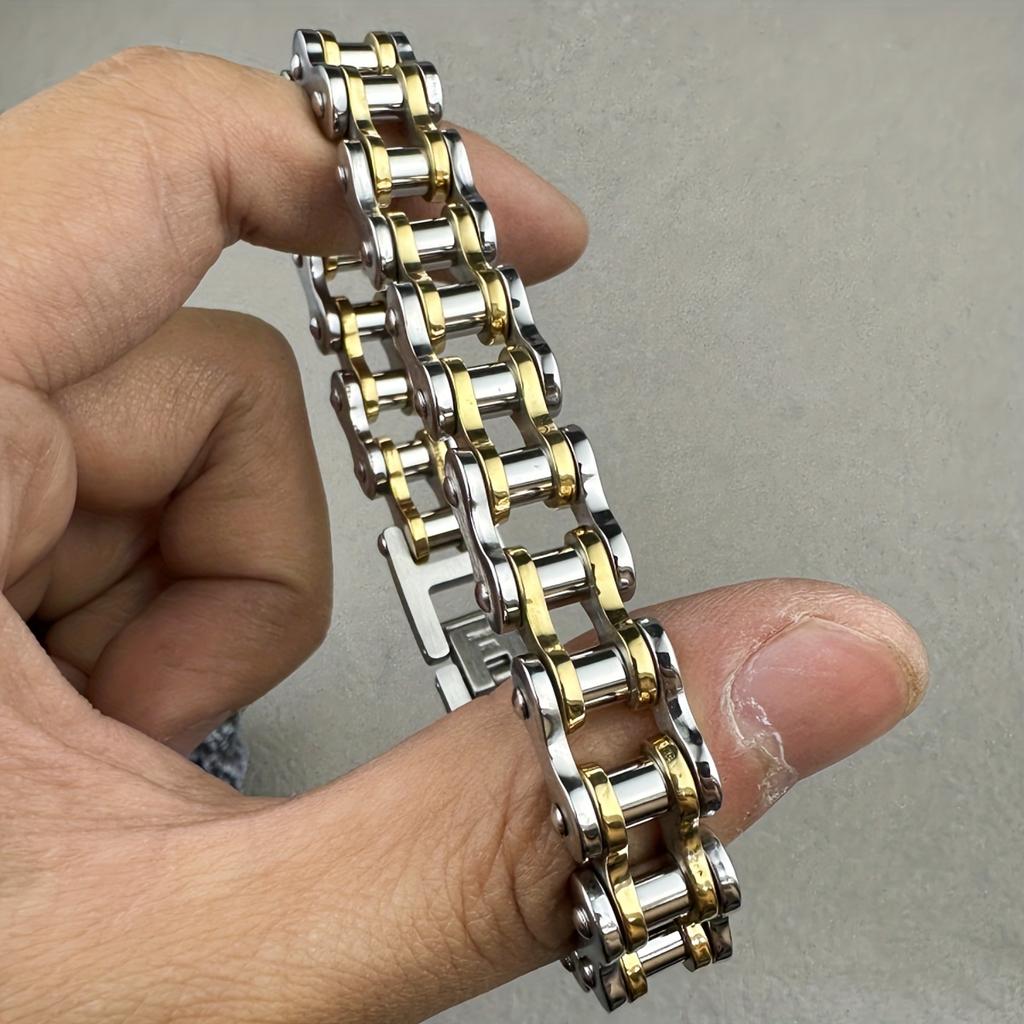 1pcs Punk Rock Stainless Steel Biker Mens Bracelet Link Chain Motorcycle Bike Bicycle Chain Bracelets Bangles