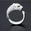 Douyin Men's Leopard Head Luxury Silver Zircon Ring