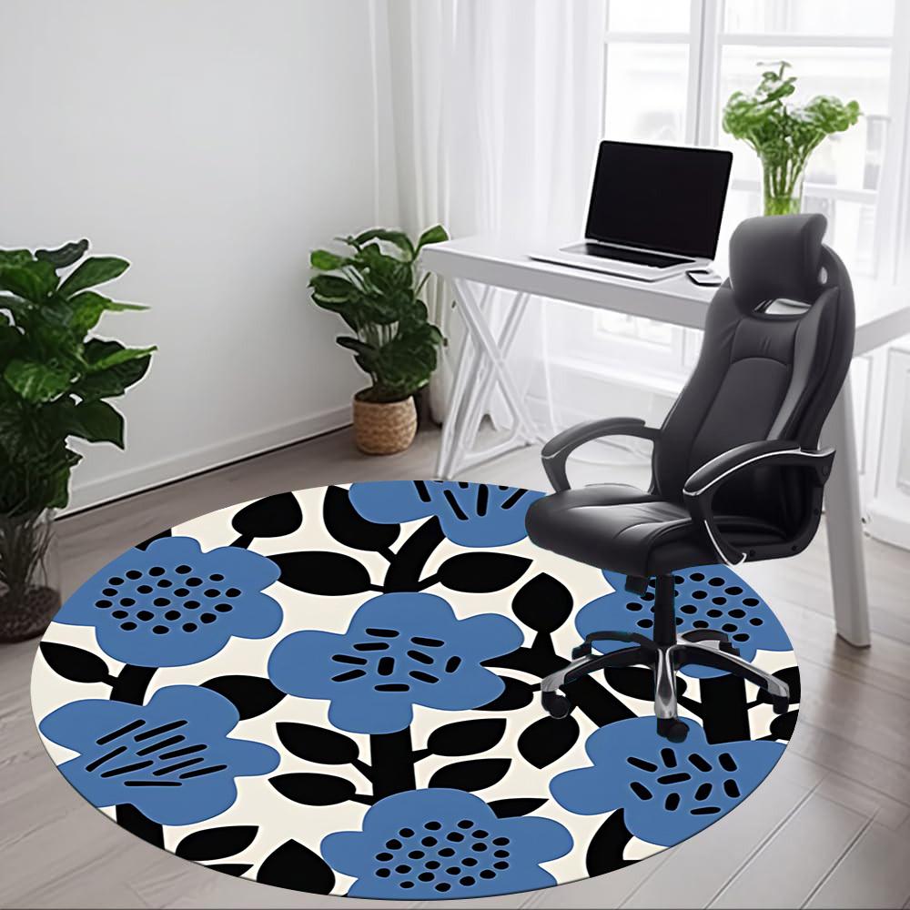 1pc Floral Pattern Office Round Area Rug, Mat Suitable For Office, Under Office Chairs Bedroom Living Room Home Decor, Room Deco