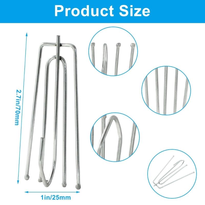 Stainless Steel Drapery Hook and Pin 4 Prongs Curtain Pleat Tape Hooks,Pinch Pleat Curtain Hooks for Pleated Drape