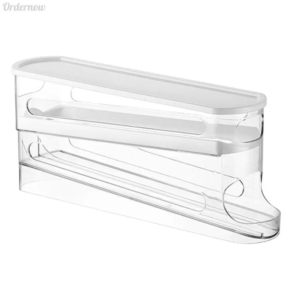 

Двухуровневая автоматическая подставка для яиц с прокруткой вмещает 12–14 яиц, автоматический диспенсер для яиц с прокруткой, коробка для хранения яиц в холодильнике