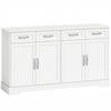 Kitchen Buffet, Shaker Style, 4-Drawer, 4-Door, 140 x 38 x 80 cm, White