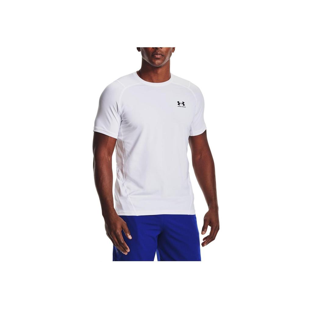 Under Armour Solid Color Letter Logo Print Round Neck Short Sleeve T-Shirt Men Tops White 1361683-100