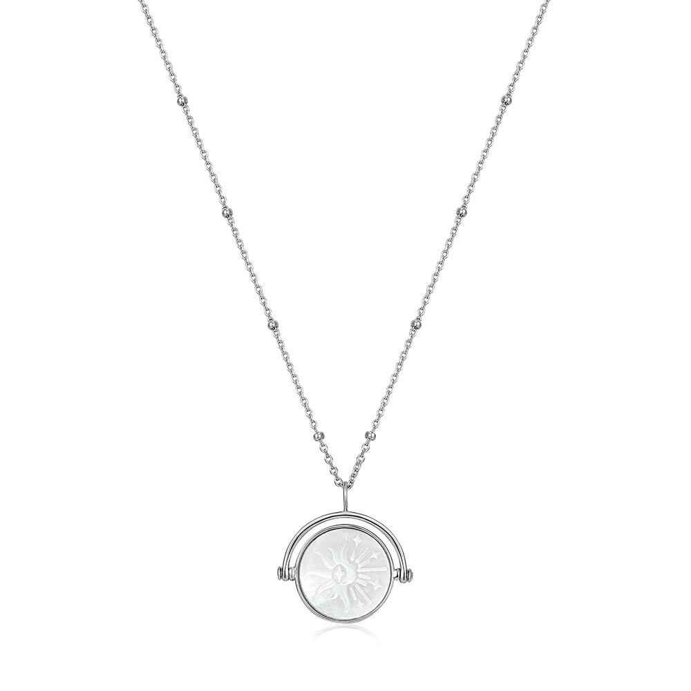 Sunbeam Emblem Mother-of-Pearl 925 Silver Necklace N030-05H