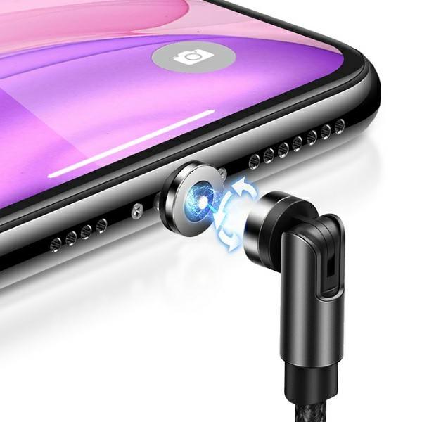 Usams Kabel Magnetyczny U59 Lightning2.1A Fast Charge 1M Pleciony Czarny/Black Sj472Usb01 (Us-Sj472) Regulowany Kąt